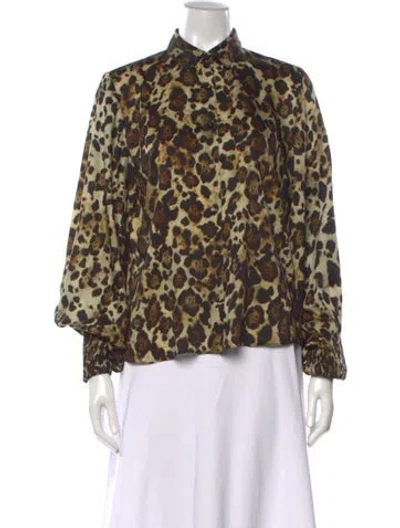Pre-owned Alexis Animal Print Long Sleeve Blouse In Multicolor