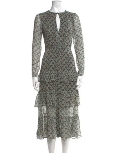 Pre-owned Alexis Animal Print Midi Length Dress In Gray