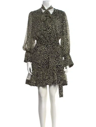 Pre-owned Alexis Animal Print Mini Dress In Black