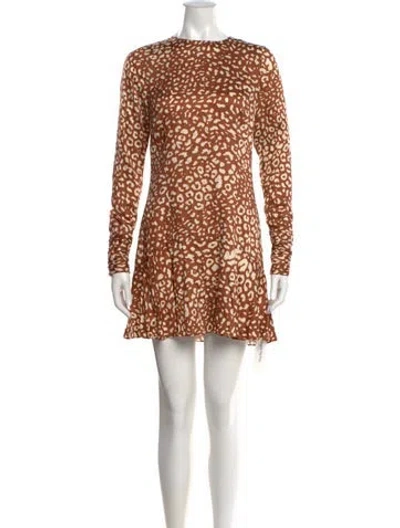 Pre-owned Alexis Animal Print Mini Dress In Brown