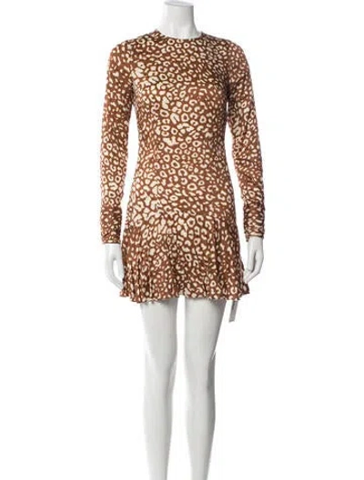Pre-owned Alexis Animal Print Mini Dress In Brown