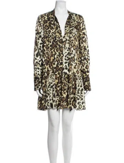 Pre-owned Alexis Animal Print Mini Dress In Green