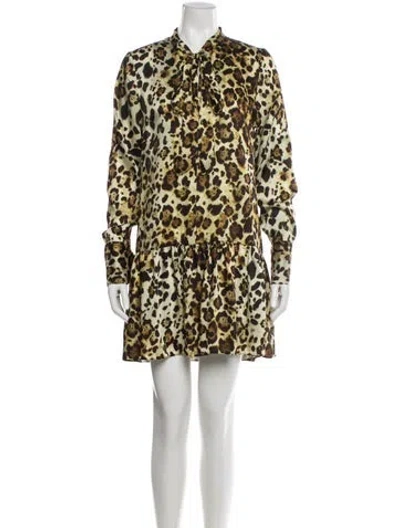 Pre-owned Alexis Animal Print Mini Dress In Neutral