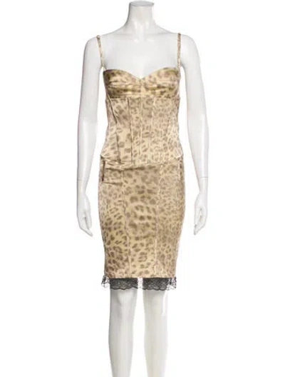 Pre-owned Alexis Animal Print Mini Dress In Neutral