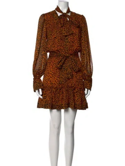 Pre-owned Alexis Animal Print Mini Dress In Orange