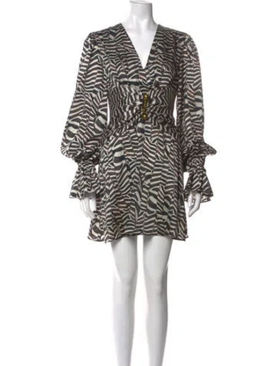 Pre-owned Alexis Animal Print Mini Dress In White