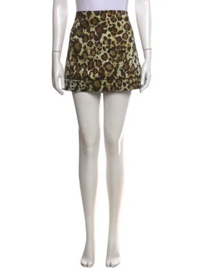 Pre-owned Alexis Animal Print Mini Skirt In Black