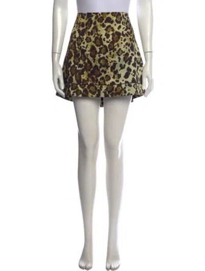 Pre-owned Alexis Animal Print Mini Skirt In Black