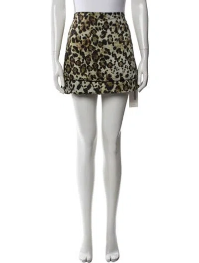 Pre-owned Alexis Animal Print Mini Skirt In Black