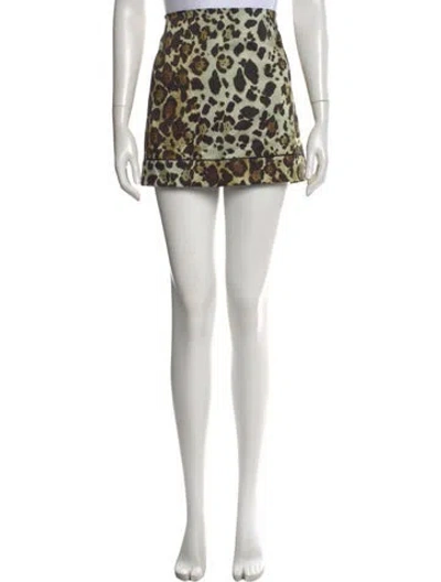 Pre-owned Alexis Animal Print Mini Skirt In Green