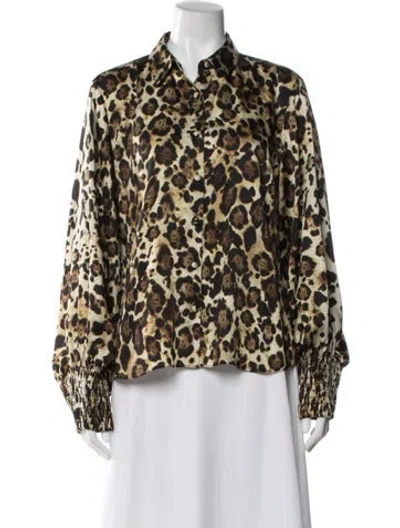 Pre-owned Alexis Animal Print Off-the-shoulder Blouse In Multi