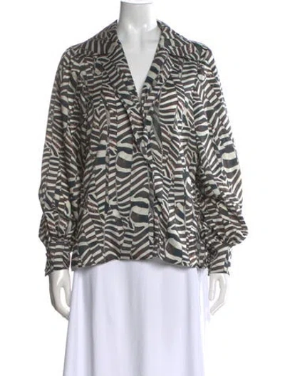 Pre-owned Alexis Animal Print V-neck Blouse In Neutral