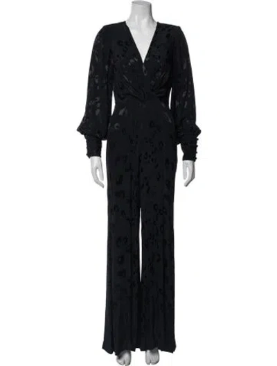 Pre-owned Alexis Animal Print V-neck Jumpsuit In Blue