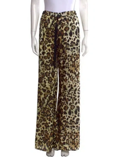 Pre-owned Alexis Animal Print Wide Leg Pants In Brown