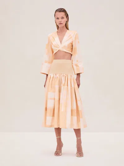 Alexis Ansalm Top In Beige Brushstroke