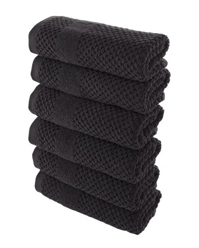 Alexis Antimicrobial Honeycomb Hand Towel Pack Of 6 In Black