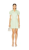 Alexis April Puffed-sleeve Pleated Mini Dress In Green
