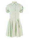 Alexis April Puffed-sleeve Pleated Mini Dress In Green