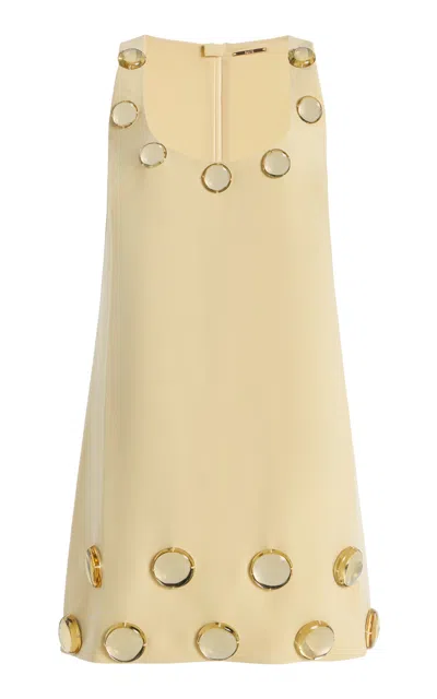 Alexis Aravine Jeweled Crepe Mini Dress In Yellow