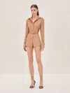 Alexis Archer Romper In Tan