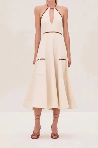 Alexis Arden Twill Halter Midi Dress In Ivory In Neutral