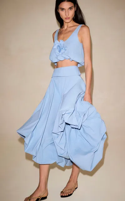 Alexis Armand Cotton Midi Skirt In Blue