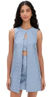 Alexis Asha Layered Cutout Jacquard Cotton-blend Mini Dress In Blue