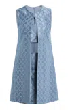 Alexis Asha Layered Cutout Jacquard Cotton-blend Mini Dress In Blue