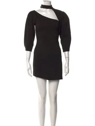 Pre-owned Alexis Asymmetrical Mini Dress In Black