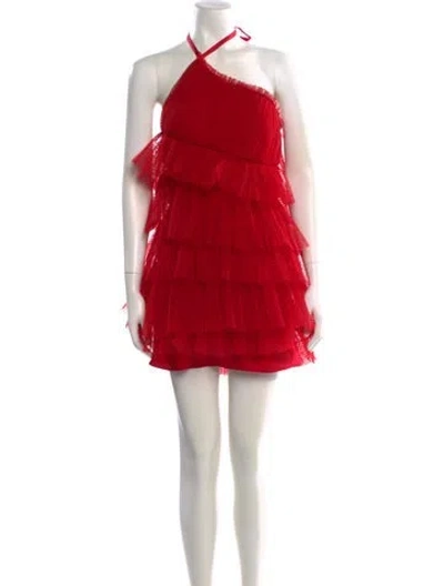 Pre-owned Alexis Asymmetrical Mini Dress In Red