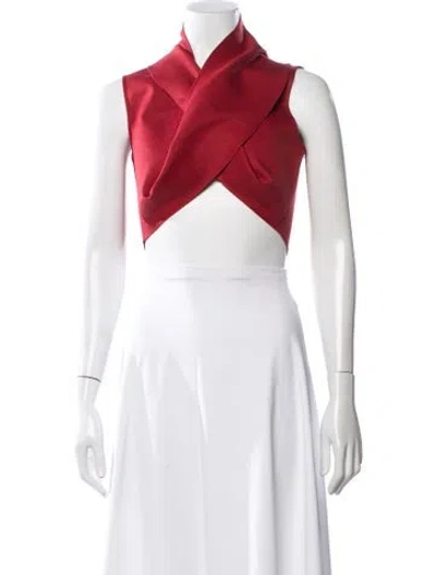 Pre-owned Alexis Asymmetrical Sleeveless Crop Top In Red
