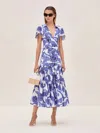 Alexis Avanna Floral Short-sleeve Wrap Dress In Abyssb Blue