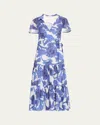 Alexis Avanna Floral Short-sleeve Wrap Dress In Abyssb Blue