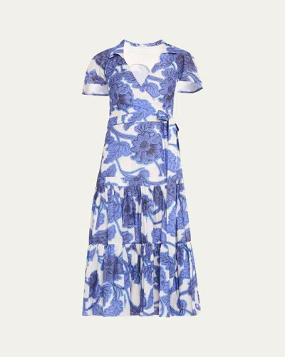 Alexis Avanna Floral Short-sleeve Wrap Dress In Abyssb Blue