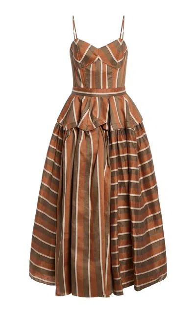 Alexis Avelor Striped Twill Midi Dress In Multi