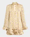 Alexis Azira Cutout Polka-dot Ruffle Mini Dress In Painted Dot