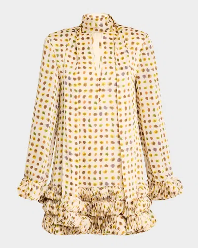 Alexis Azira Cutout Polka-dot Ruffle Mini Dress In Painted Dot