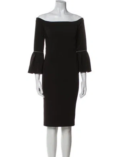 Pre-owned Alexis Bateau Neckline Knee-length Dress In Black