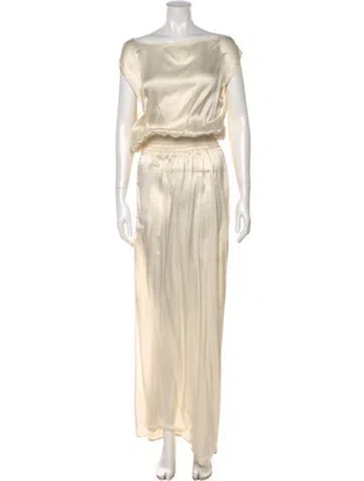 Pre-owned Alexis Bateau Neckline Long Dress In Neutral