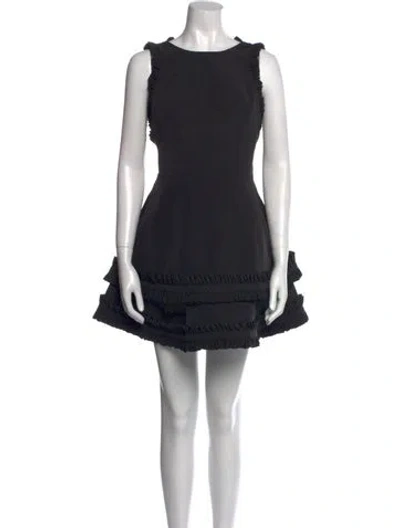 Pre-owned Alexis Bateau Neckline Mini Dress In Black