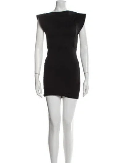 Pre-owned Alexis Bateau Neckline Mini Dress In Black