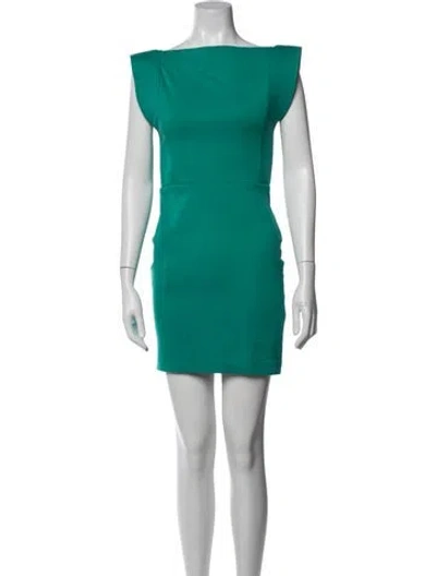 Pre-owned Alexis Bateau Neckline Mini Dress In Green