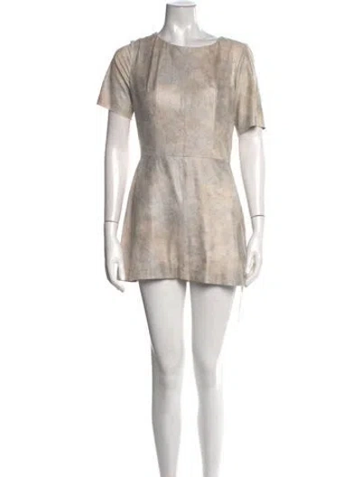 Pre-owned Alexis Bateau Neckline Mini Dress In Neutral