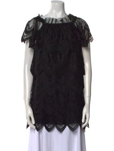 Pre-owned Alexis Bateau Neckline Short Sleeve Blouse In Black