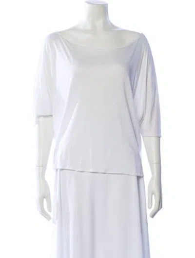 Pre-owned Alexis Bateau Neckline Three-quarter Sleeve T-shirt In White