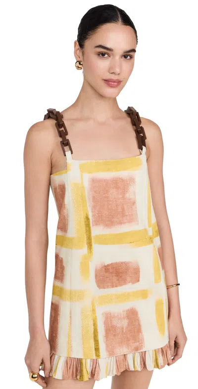 Alexis Beleza Short Dress Yellow Brushstroke In Multi