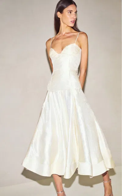 Alexis Belisa Satin Midi Dress In White