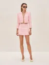 Alexis Checked Tweed Cropped Jacket In Peony