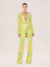 Alexis Angelika Satin Wide-leg Pants In Lime Waves