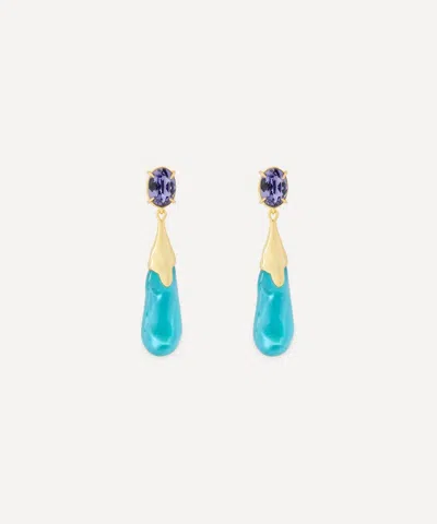 Alexis Bittar 14ct Gold-plated Bonbon Crystal Teardrop Earrings